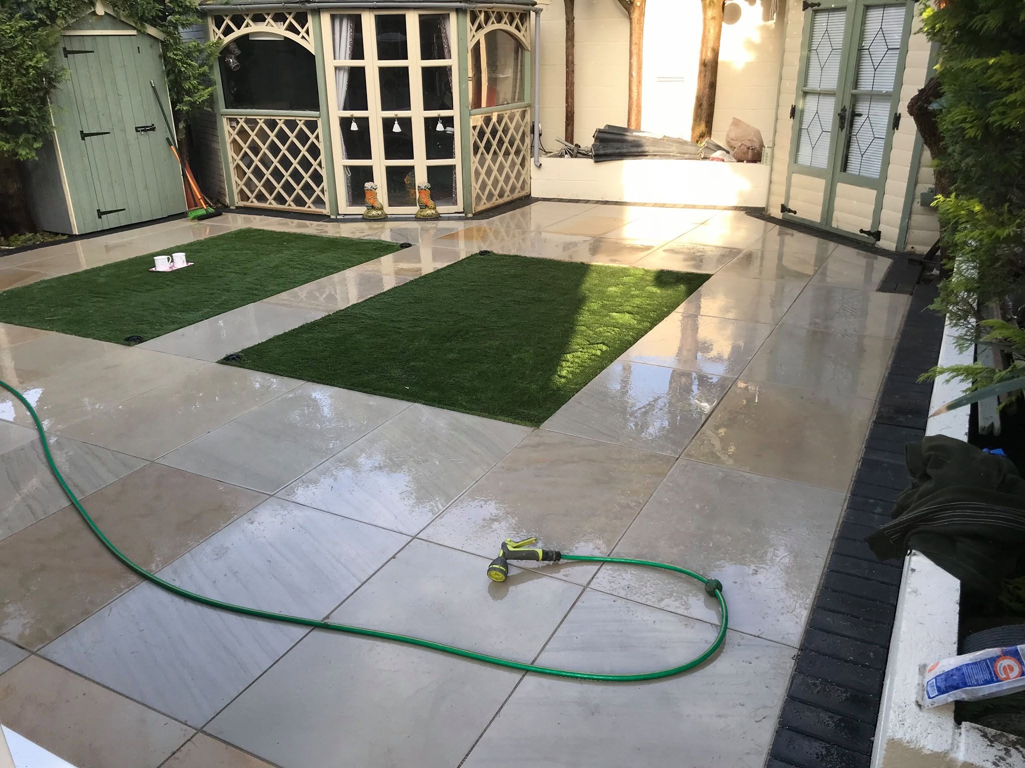 Completed patio and garden landscaping, Altrincham