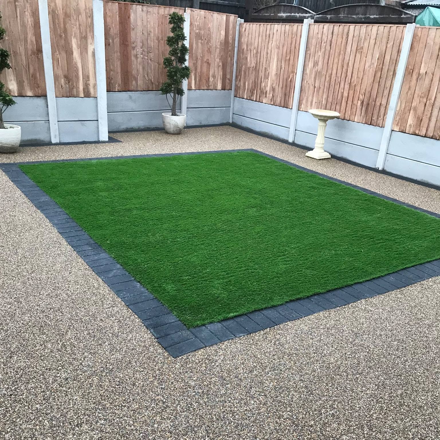 Completed artificial grass installation, Altrincham